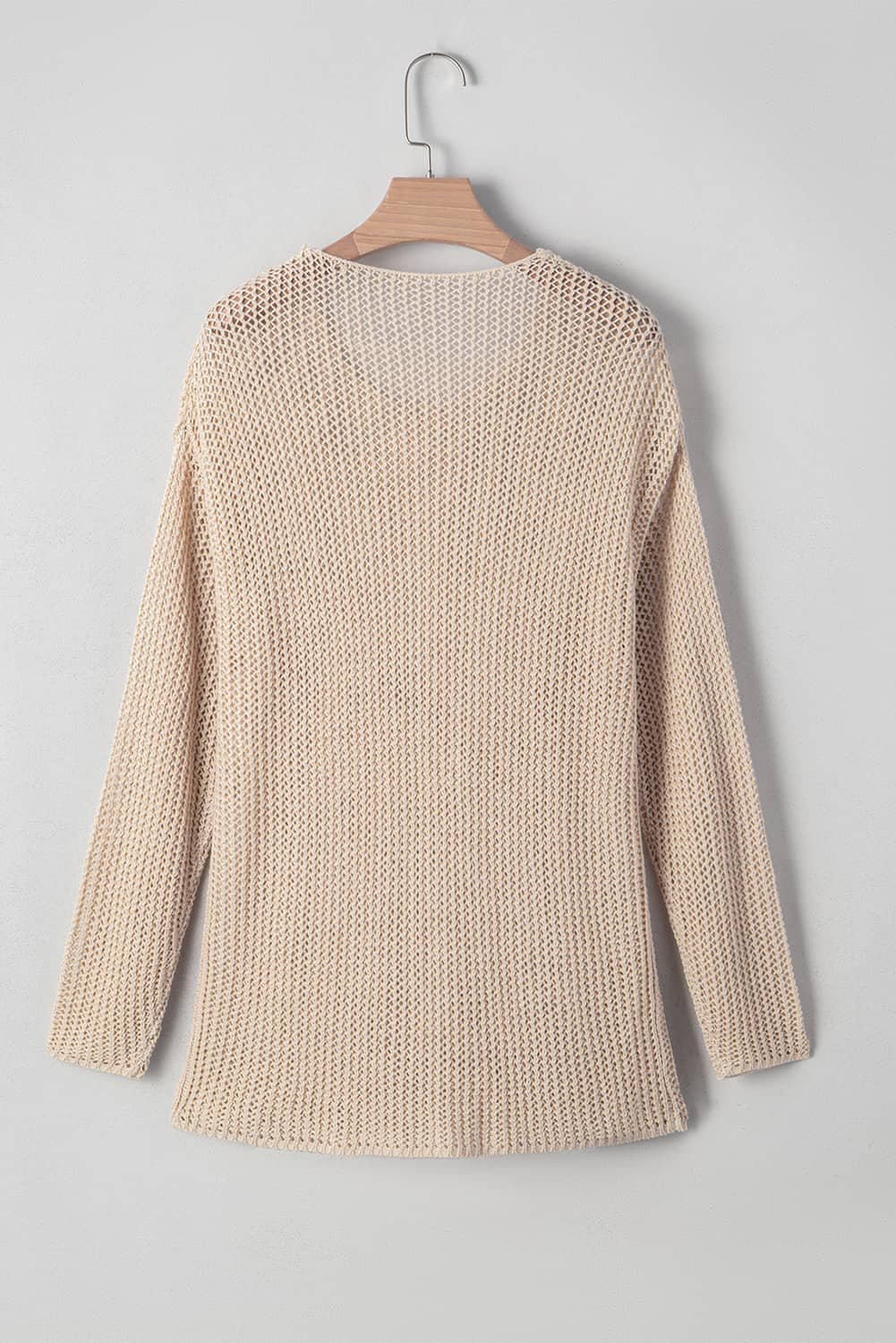 Smoke Gray Crochet Hollow-Out Jumper Top Sweater