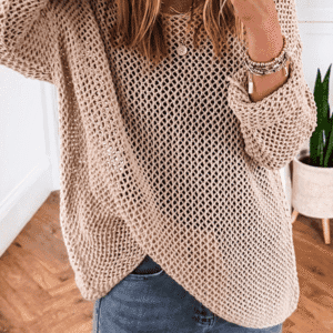 Smoke Gray Crochet Hollow-Out Jumper Top Sweater