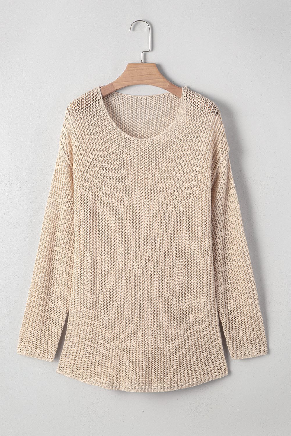 Smoke Gray Crochet Hollow-Out Jumper Top Sweater