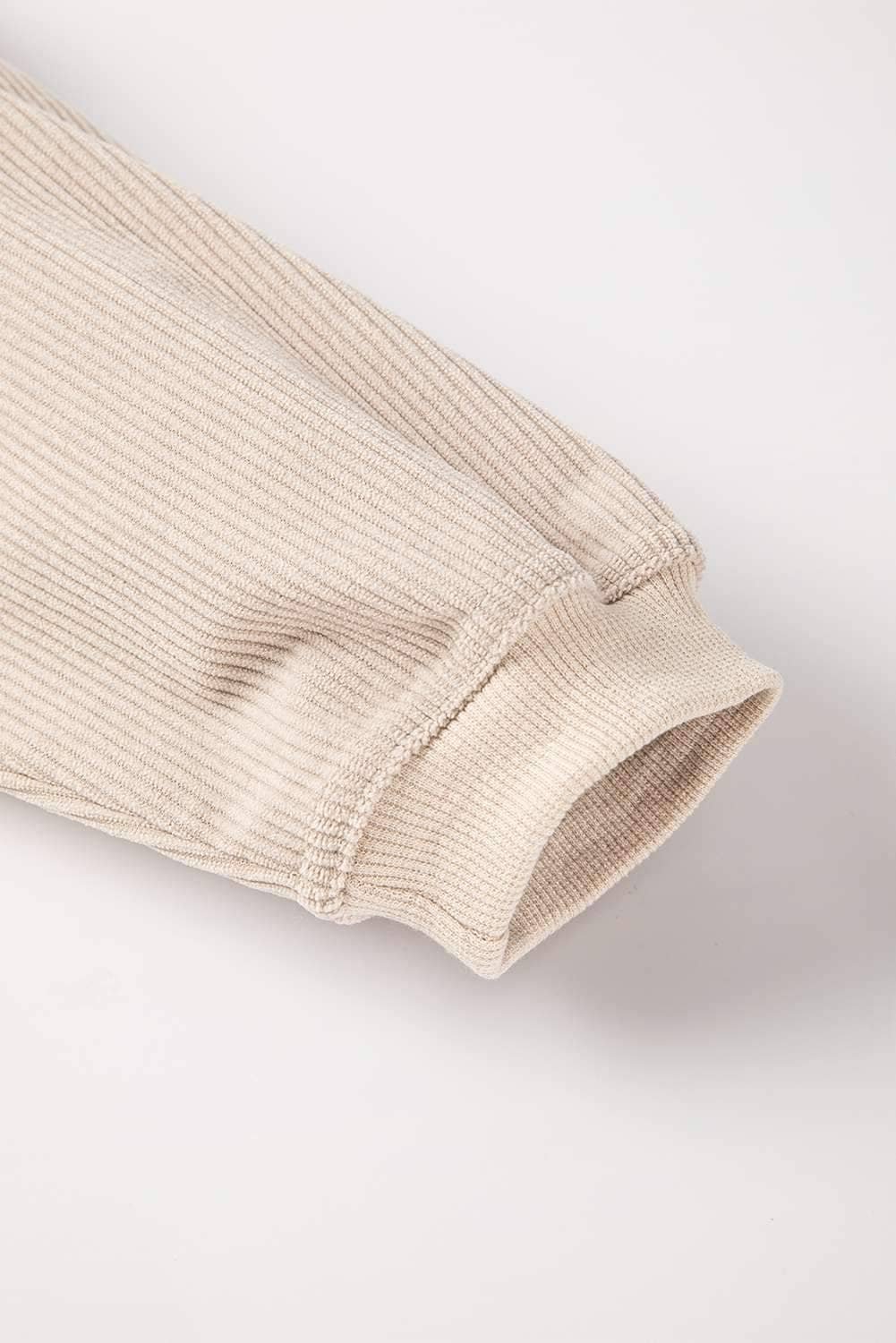 Smoke Gray Ribbed Corduroy Oversized Sweatshirt