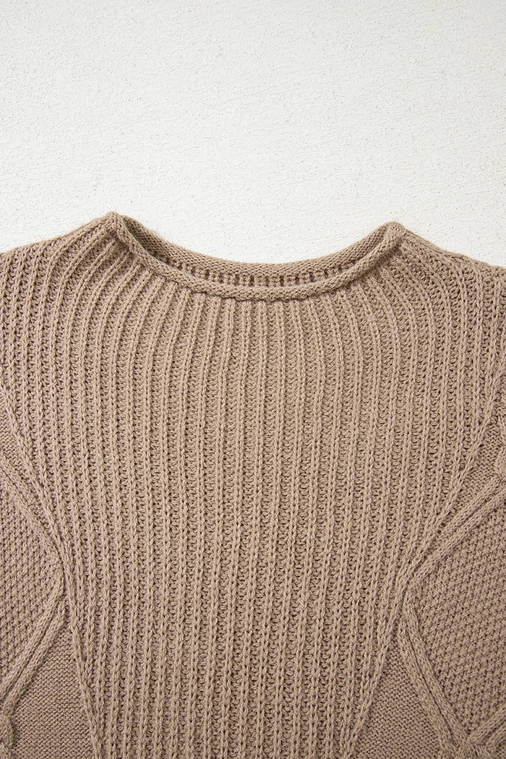 Smoke Gray Textured Knit High Neck Sweater T Shirt