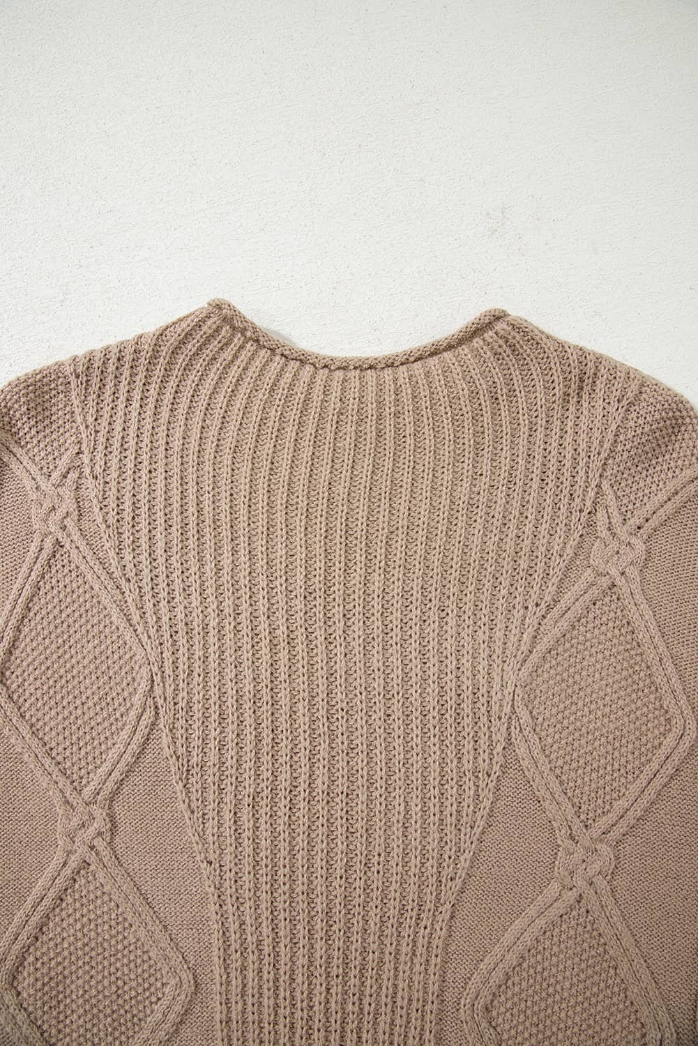 Smoke Gray Textured Knit High Neck Sweater T Shirt