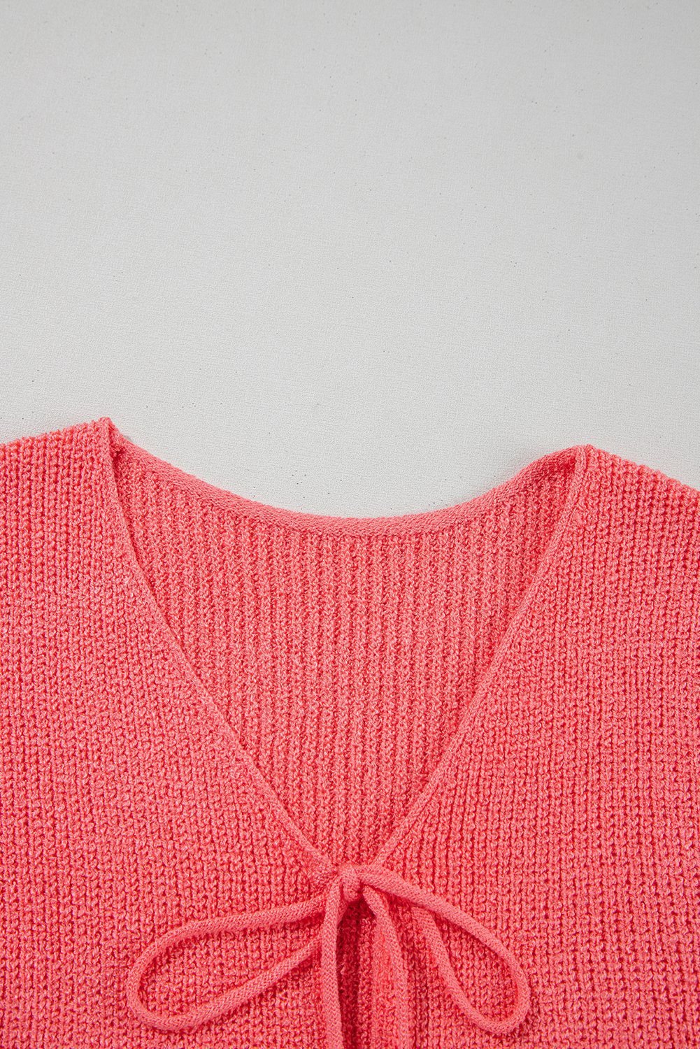 Tomato Red Lace-Up Front V Neck Sweater Vest