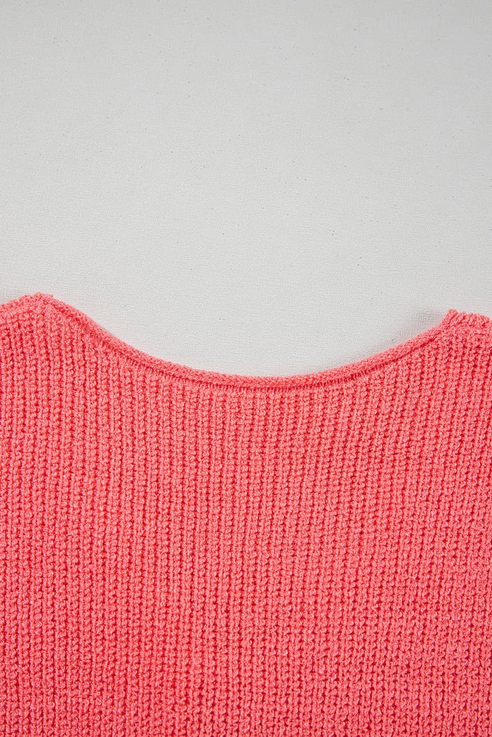 Tomato Red Lace-Up Front V Neck Sweater Vest