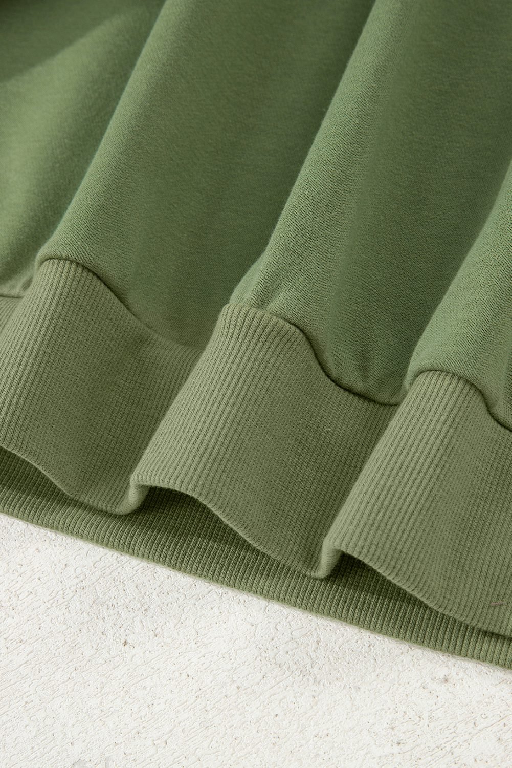 Vineyard Green Contrast Striped Patchwork Zip Collar Pullover Sweatshirt