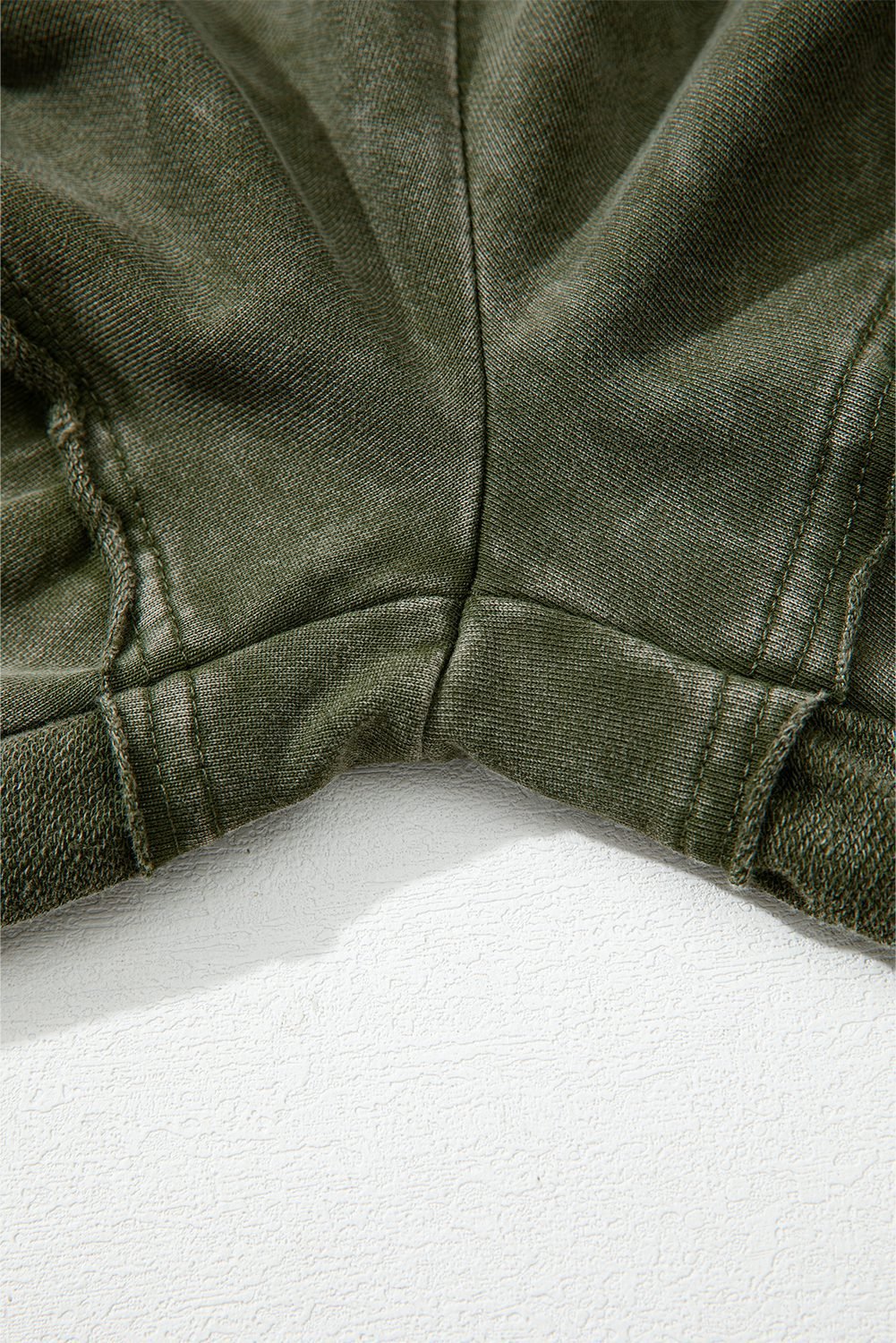 Vineyard Green Mineral Wash Tiered Wide Leg Patchwork Drawstring Pants