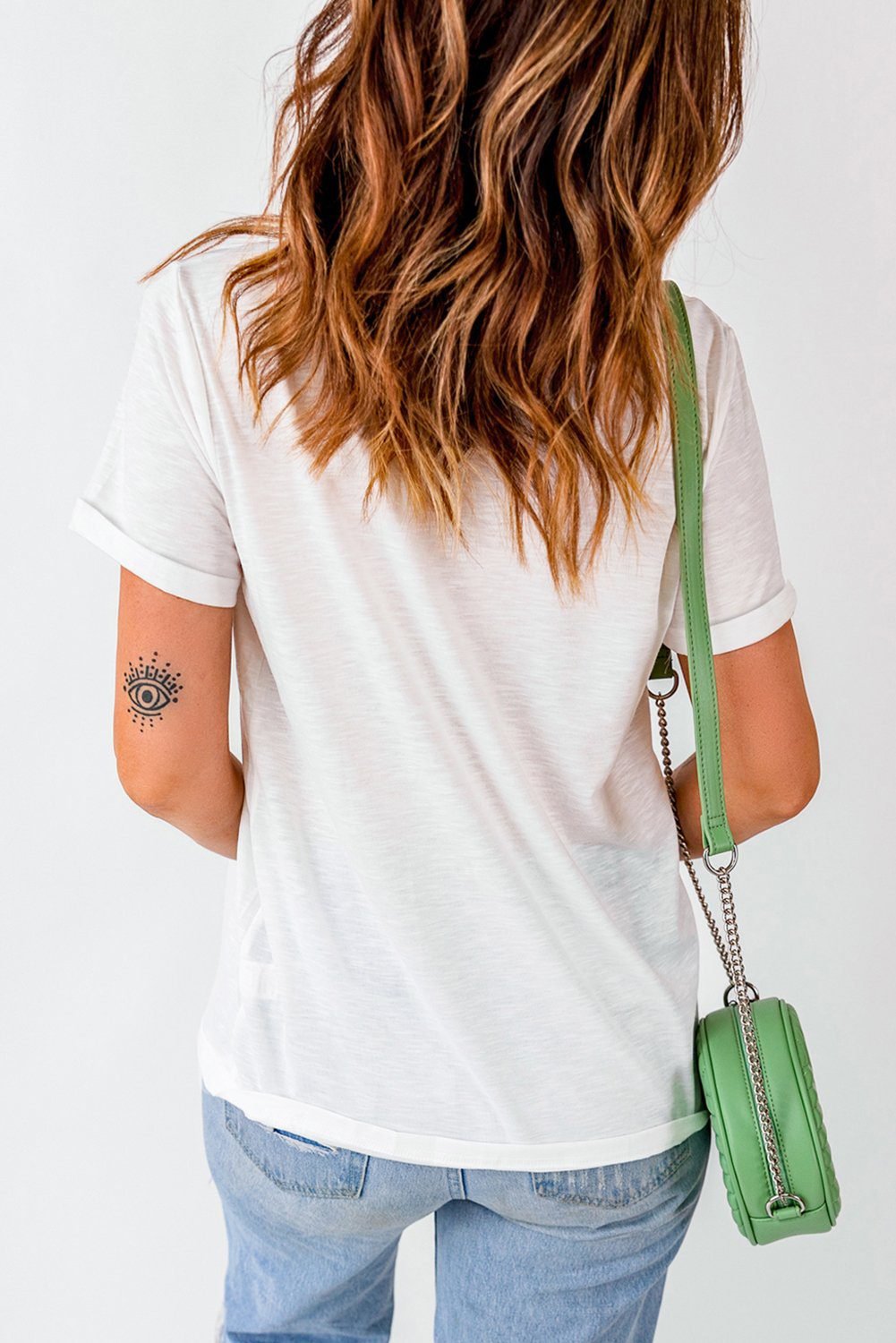 White And They Call The Thing Rodeo Print Round Neck T Shirt