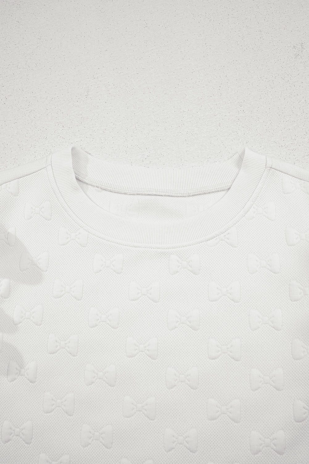 White Bow Jacquard Ruffle Sleeve Short 2Pcs Outfit