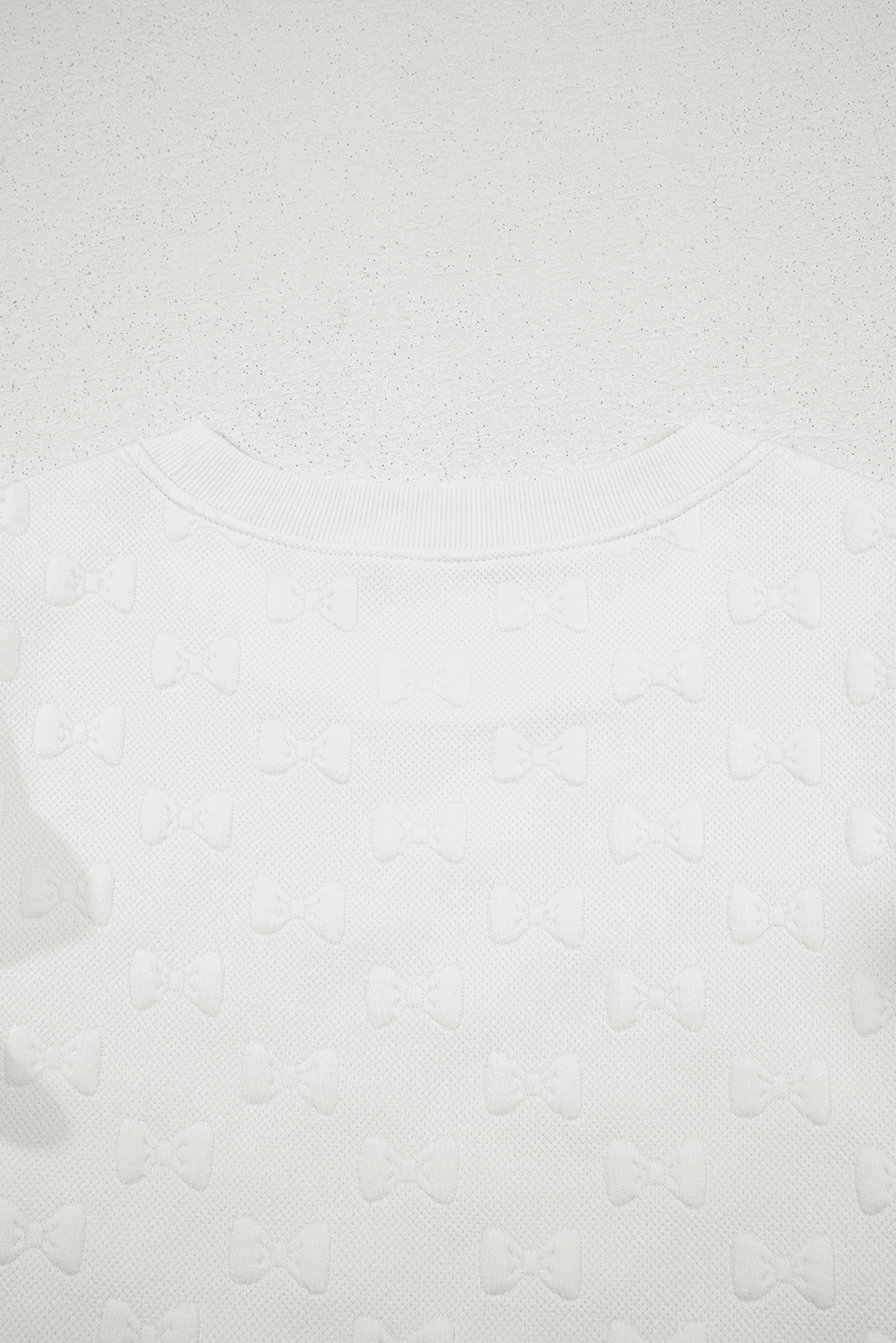 White Bow Jacquard Ruffle Sleeve Short 2Pcs Outfit