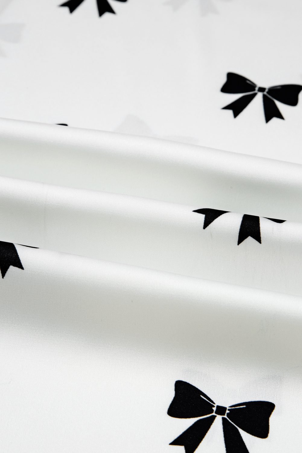 White Bows Print Two Piece Sleepwear