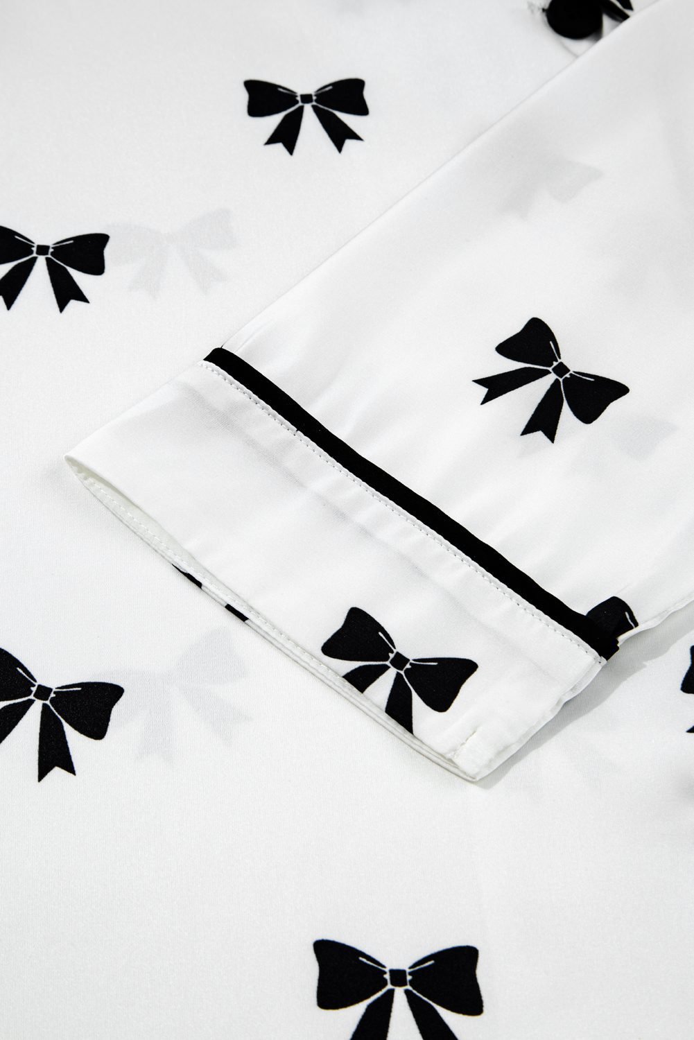 White Bows Print Two Piece Sleepwear