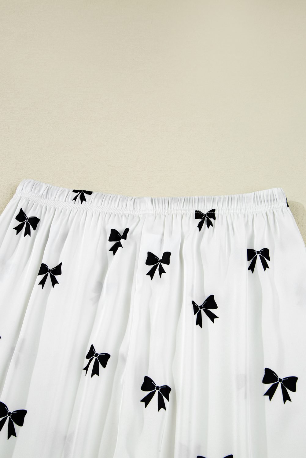 White Bows Print Two Piece Sleepwear
