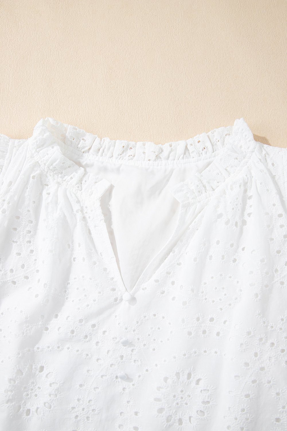 White Broderie Anglaise Ruffle Short Sleeve Blouse