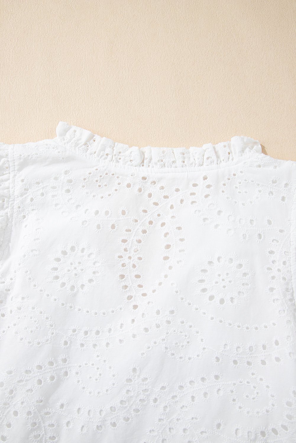 White Broderie Anglaise Ruffle Short Sleeve Blouse