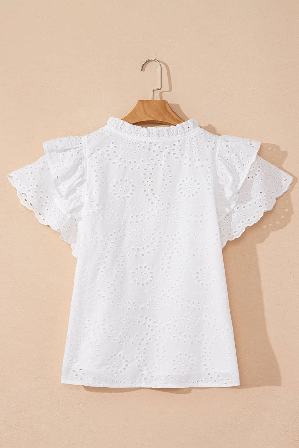 White Broderie Anglaise Ruffle Short Sleeve Blouse