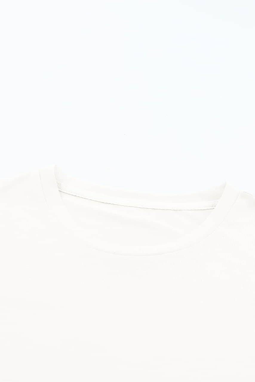 White Casual Plain Crew Neck Tee