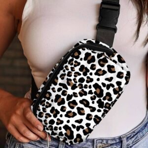 White Cheetah Print Multi Interlayer Zipped Crossbody Bag