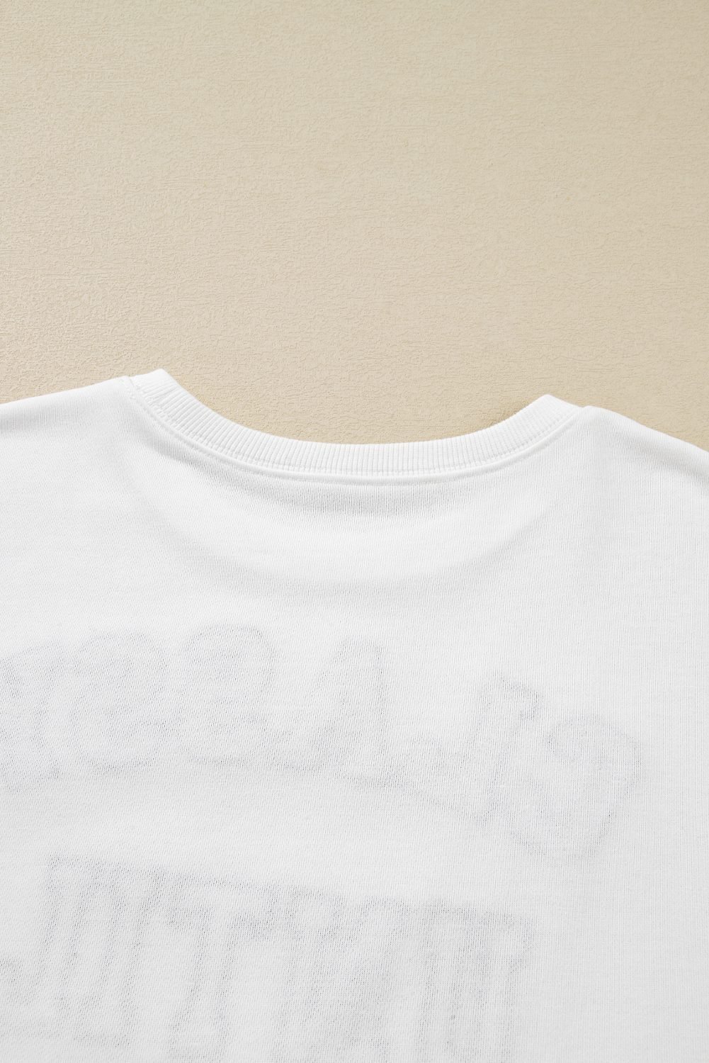 White Classy Until Kickoff Plush Letter Patched Loose Sweatshirt