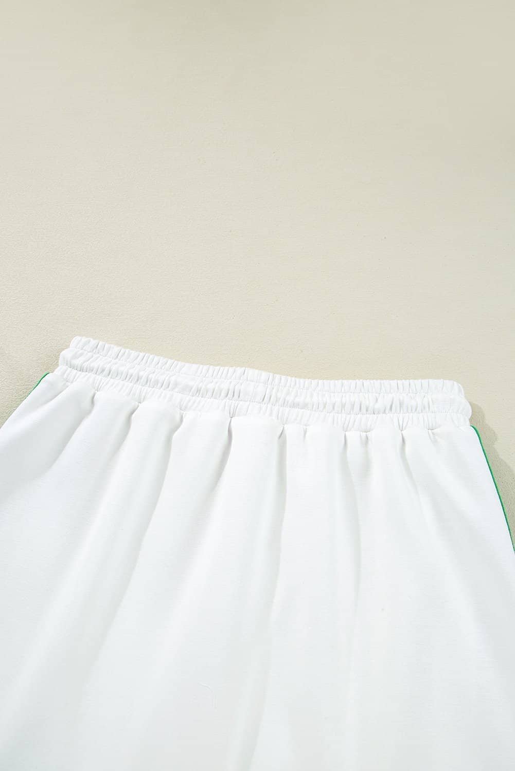 White Colorblock Edge Cap Sleeve Collared Top 2 Piece Skirt Set