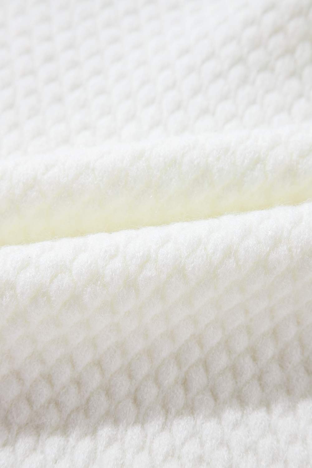 White Colorful Flower Applique Textured Knit Sweater