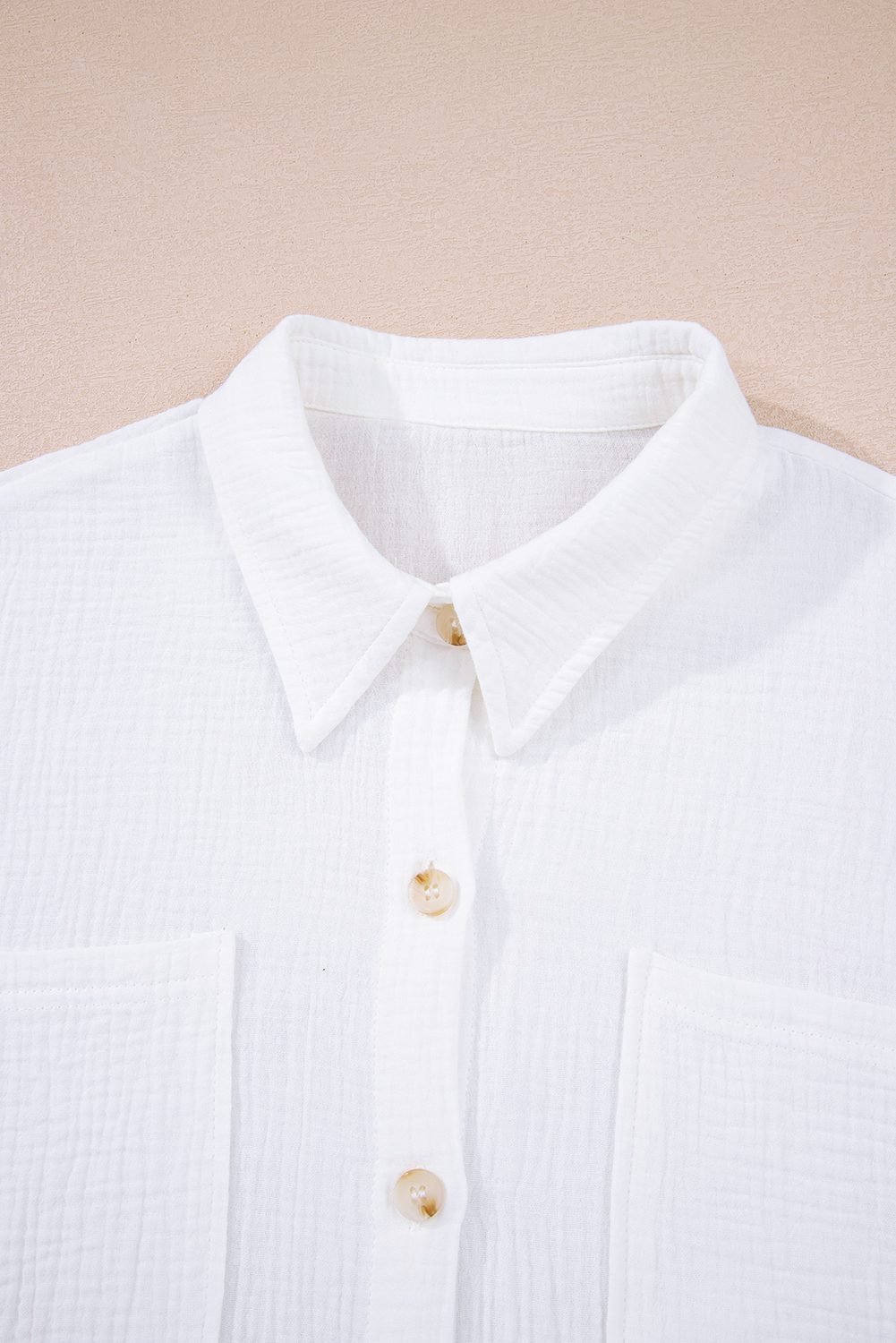 White Cotton Gauze Lace Patchwork Long Sleeve Shirt