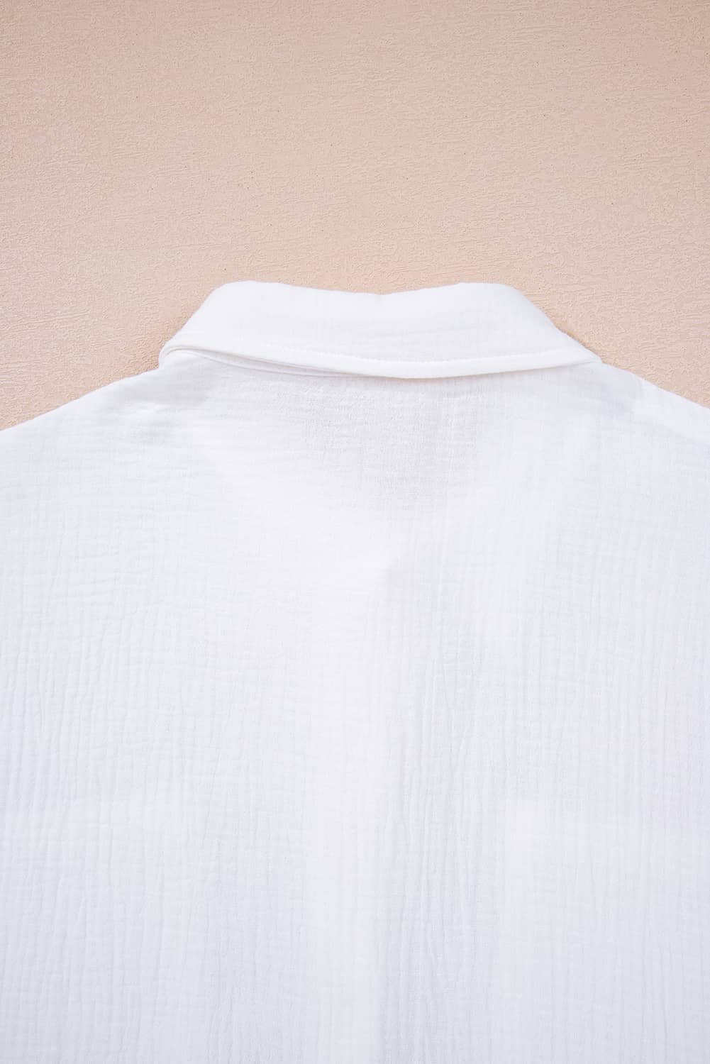 White Cotton Gauze Lace Patchwork Long Sleeve Shirt