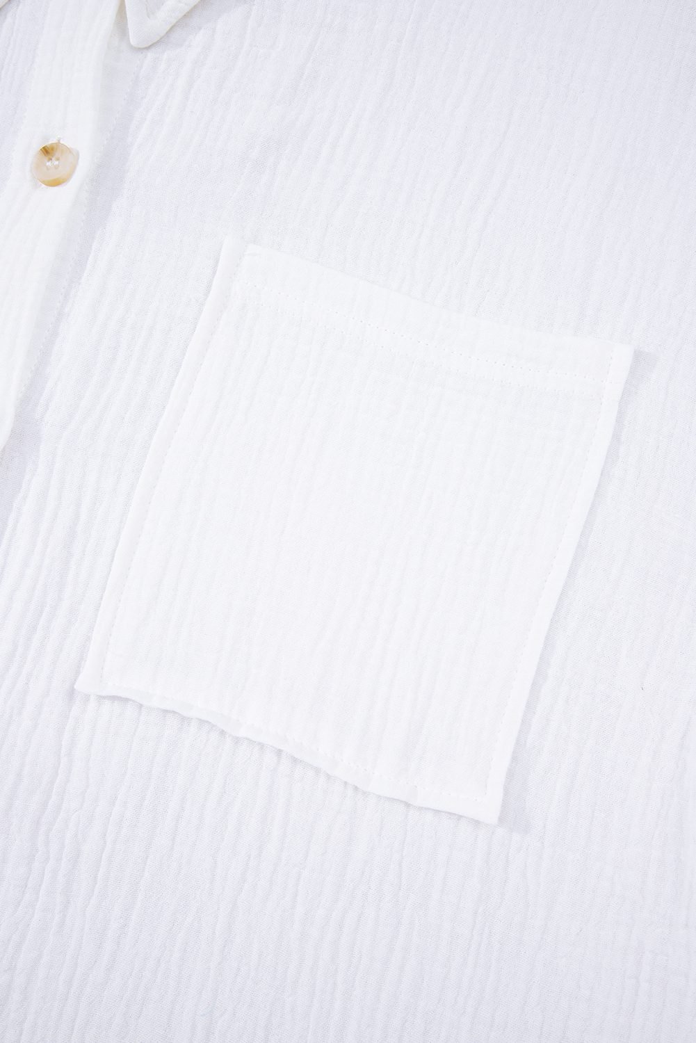 White Cotton Gauze Lace Patchwork Long Sleeve Shirt
