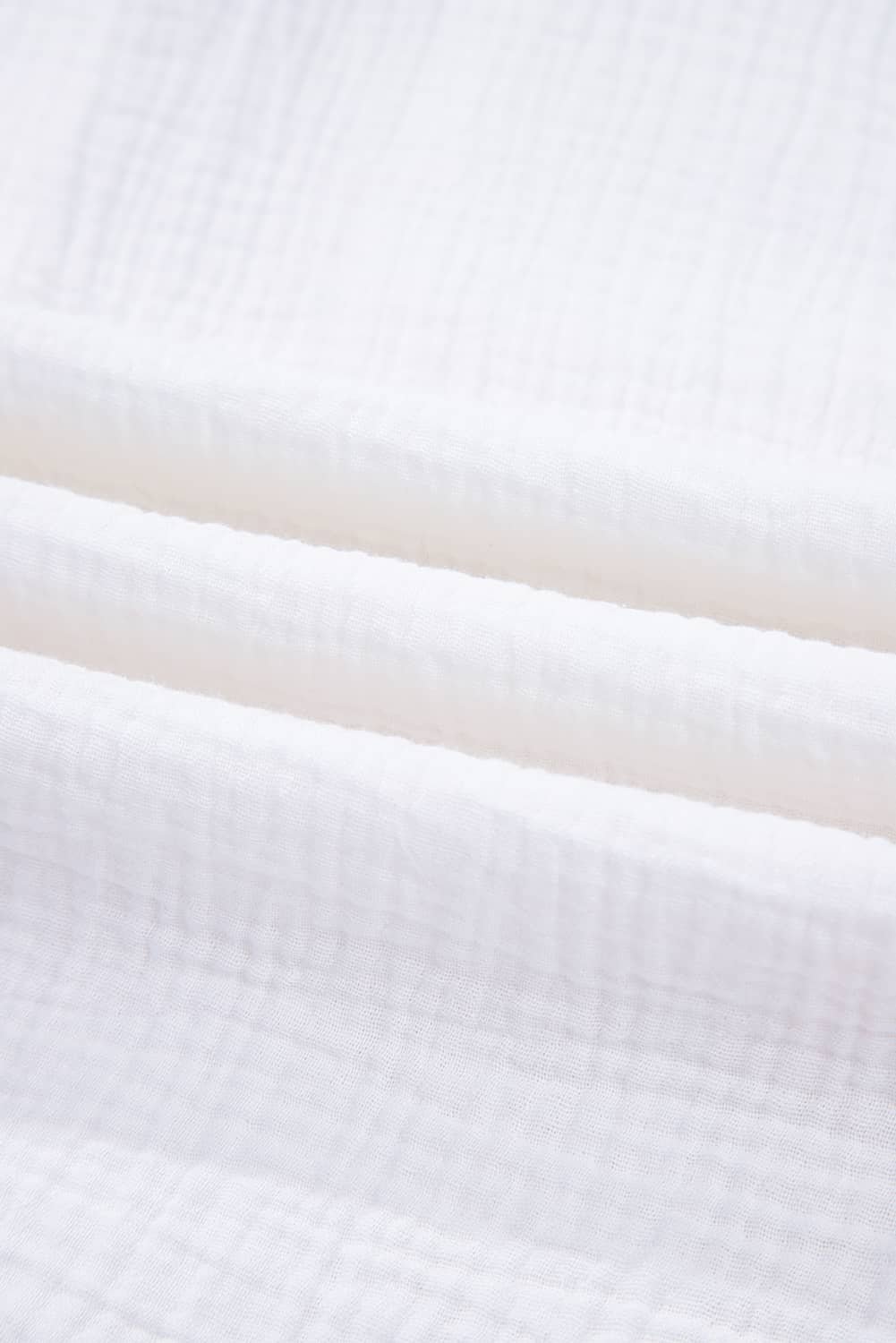 White Cotton Gauze Lace Patchwork Long Sleeve Shirt