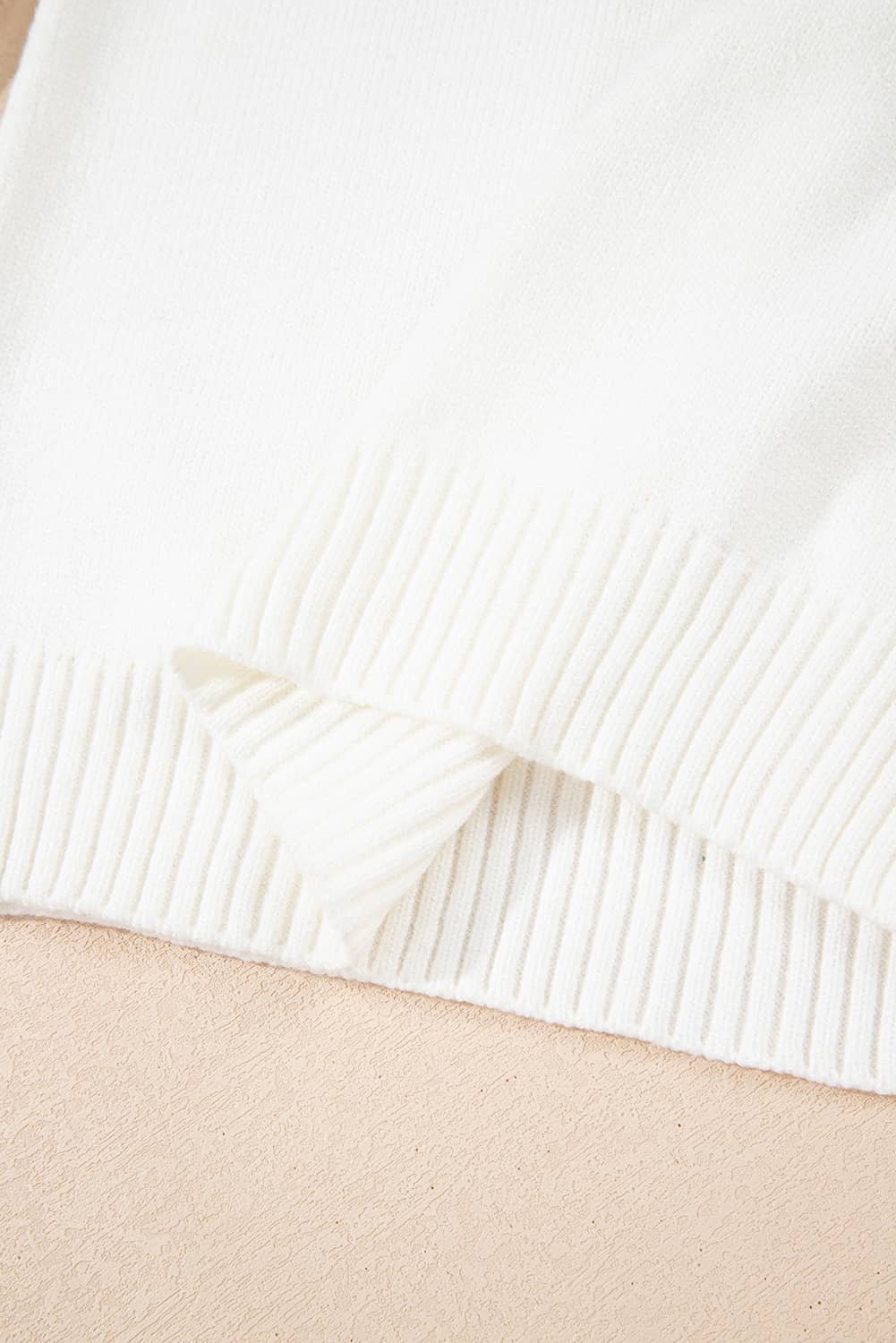 White Ethnic Geometric Colorblock Print Drop Shoulder Sweater