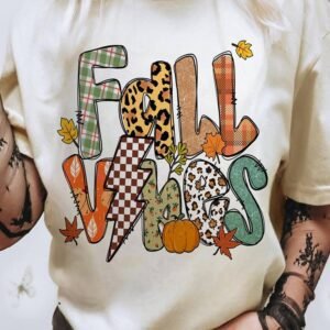 White Fall Vibes Cotton Blend Casual T Shirt
