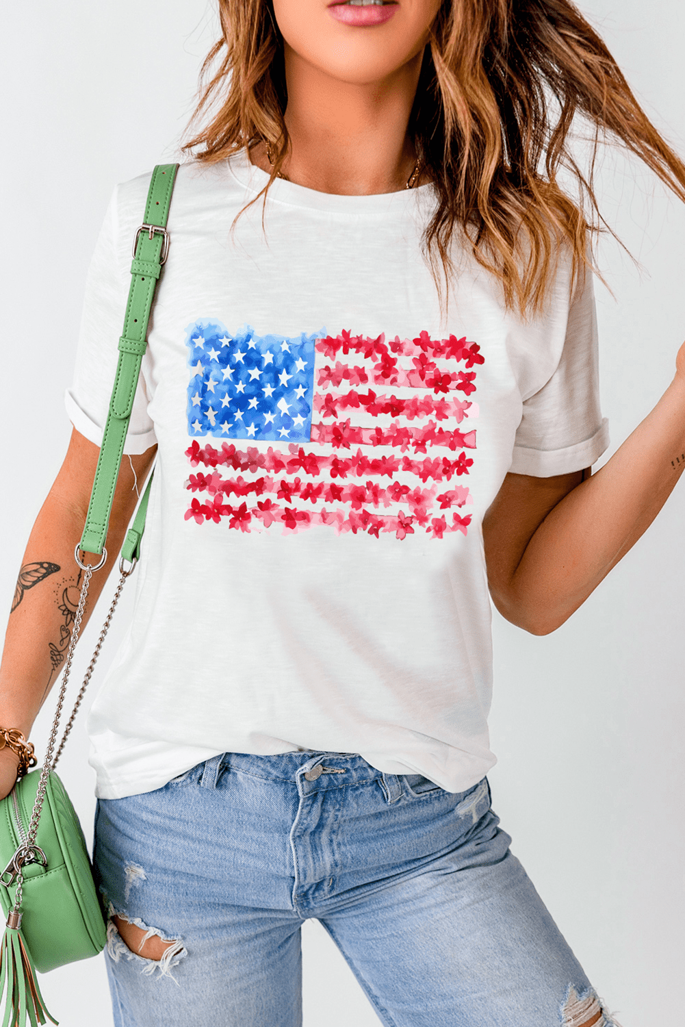 White Flag Graphic Crew Neck Tee