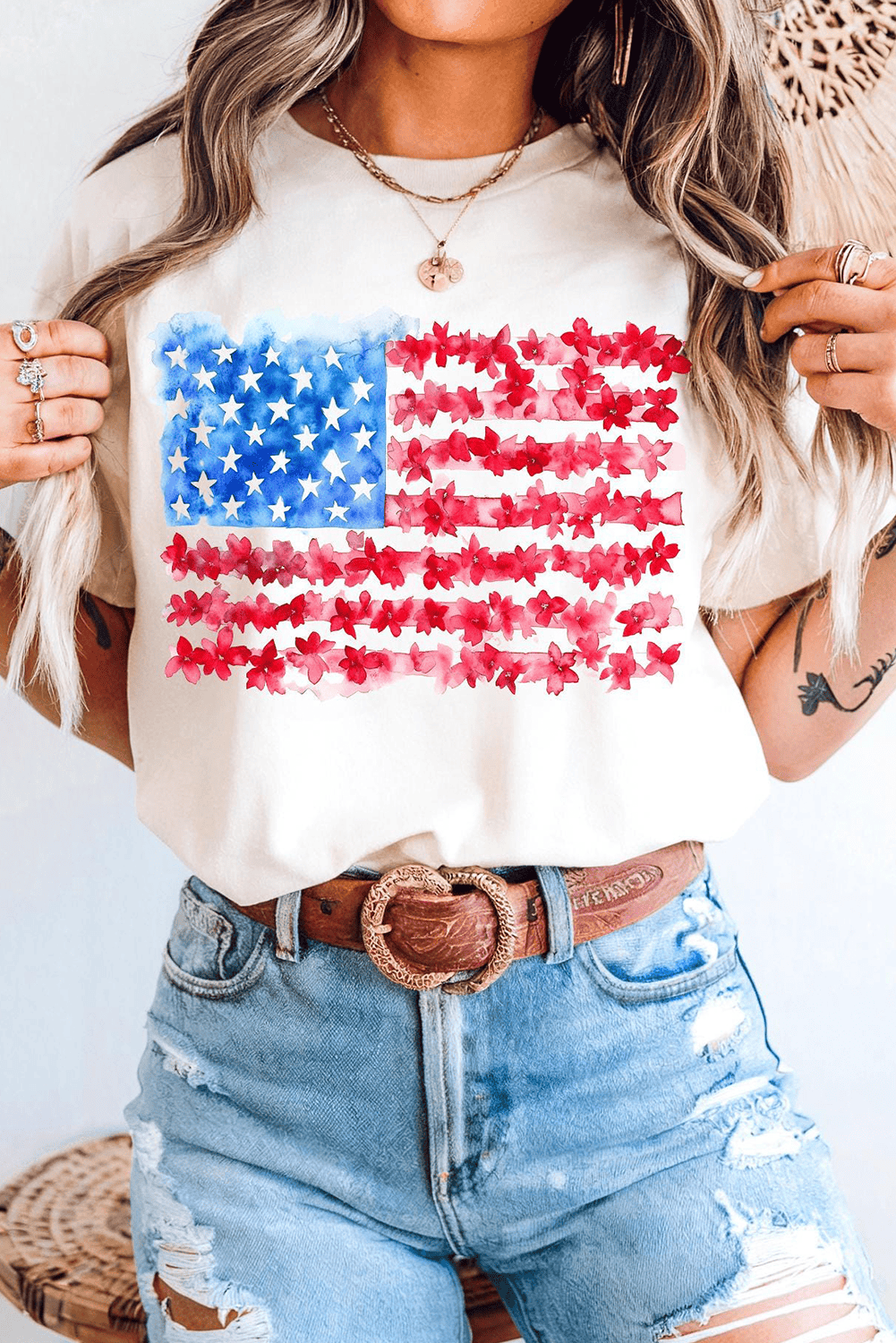 White Flag Graphic Crew Neck Tee