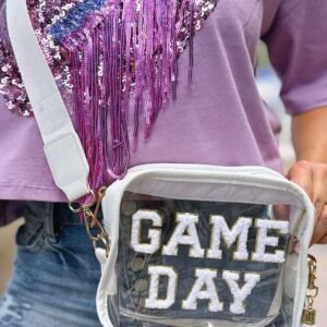 White Game Day Pattern Clear Shoulder Bag