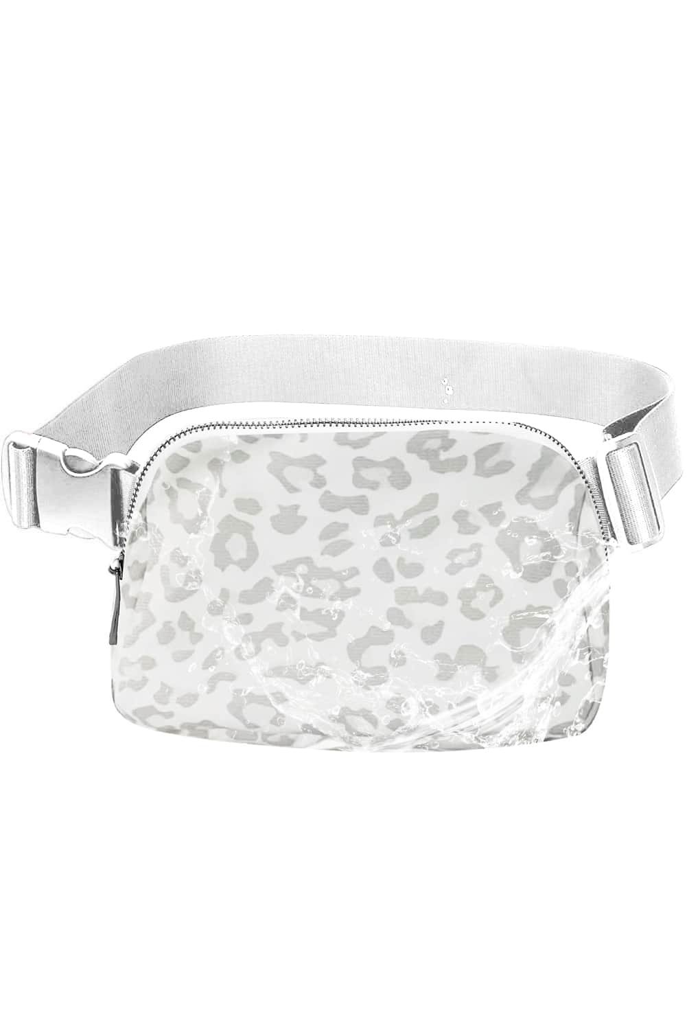 White Leopard Print Buckle Canvas Chest Bag 20*5*14Cm