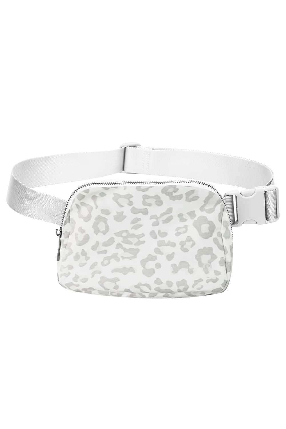 White Leopard Print Buckle Canvas Chest Bag 20*5*14Cm