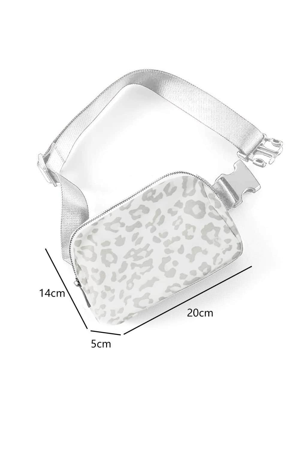 White Leopard Print Buckle Canvas Chest Bag 20*5*14Cm