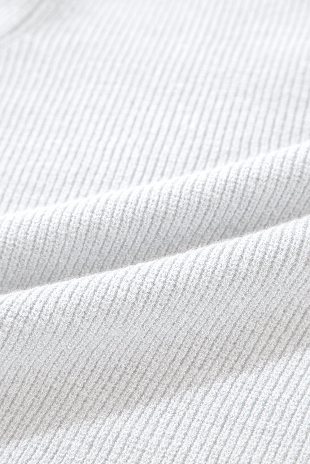 White Lightweight Ribbed Knit Button Front V Neck Cardigan