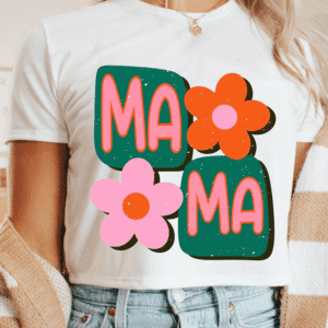 White Mama Flower Graphic Crewneck Tee