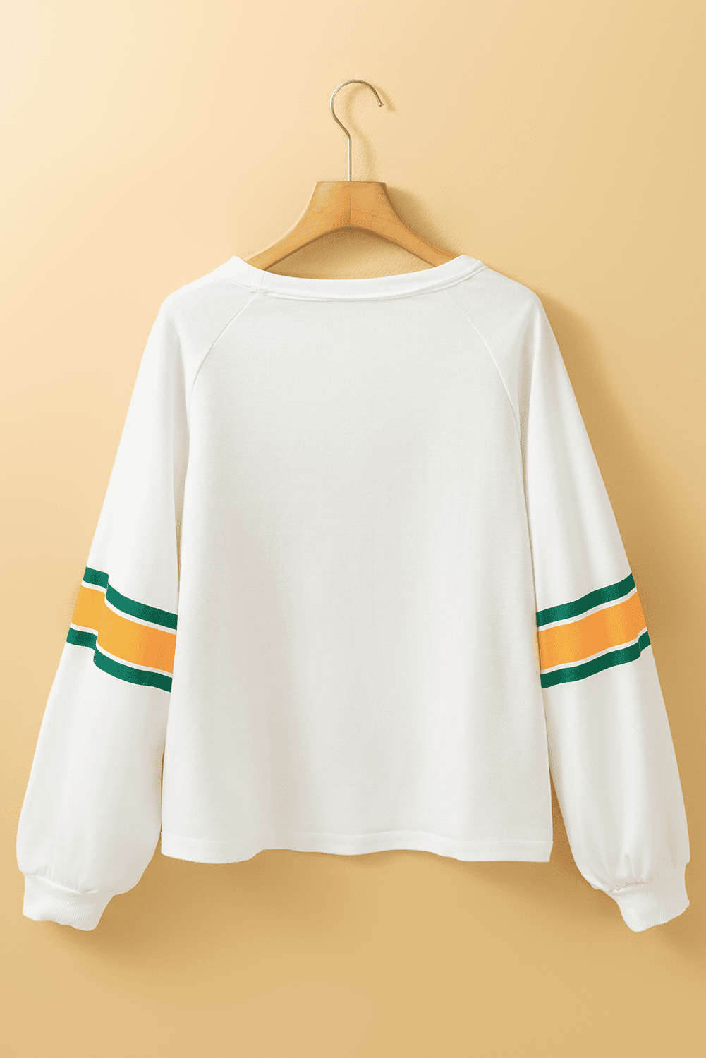 White Number 76 Printed Retro Sporty Long Sleeve Top