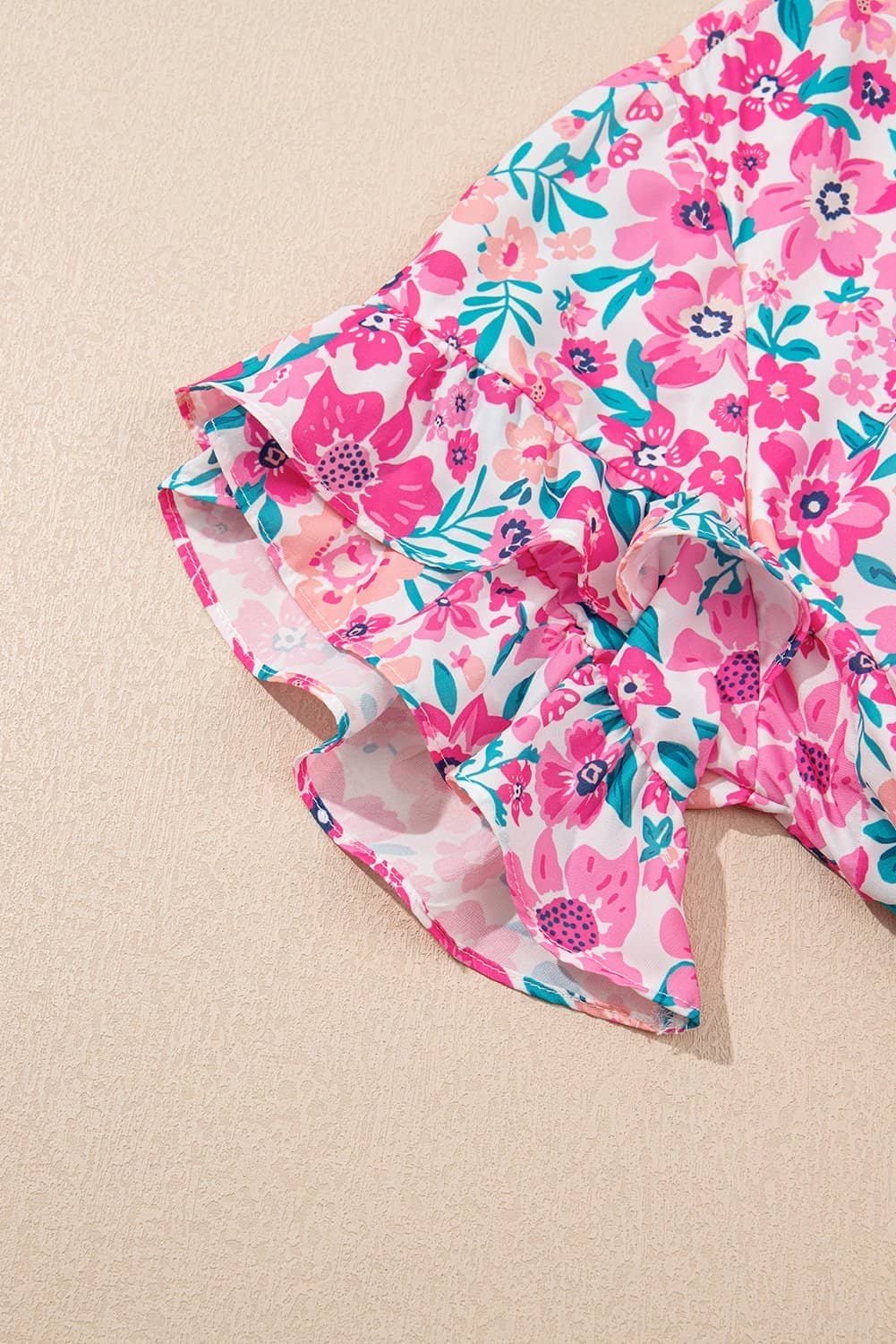 White Plus Size Floral Print Frilled Short Sleeve Flare Dress