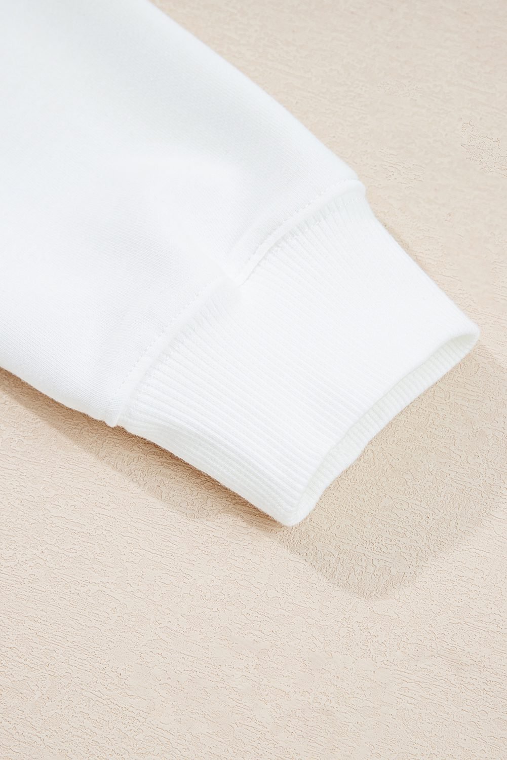 White Ribbed Collar Drop Shoulder Sweatshirt And Shorts Set