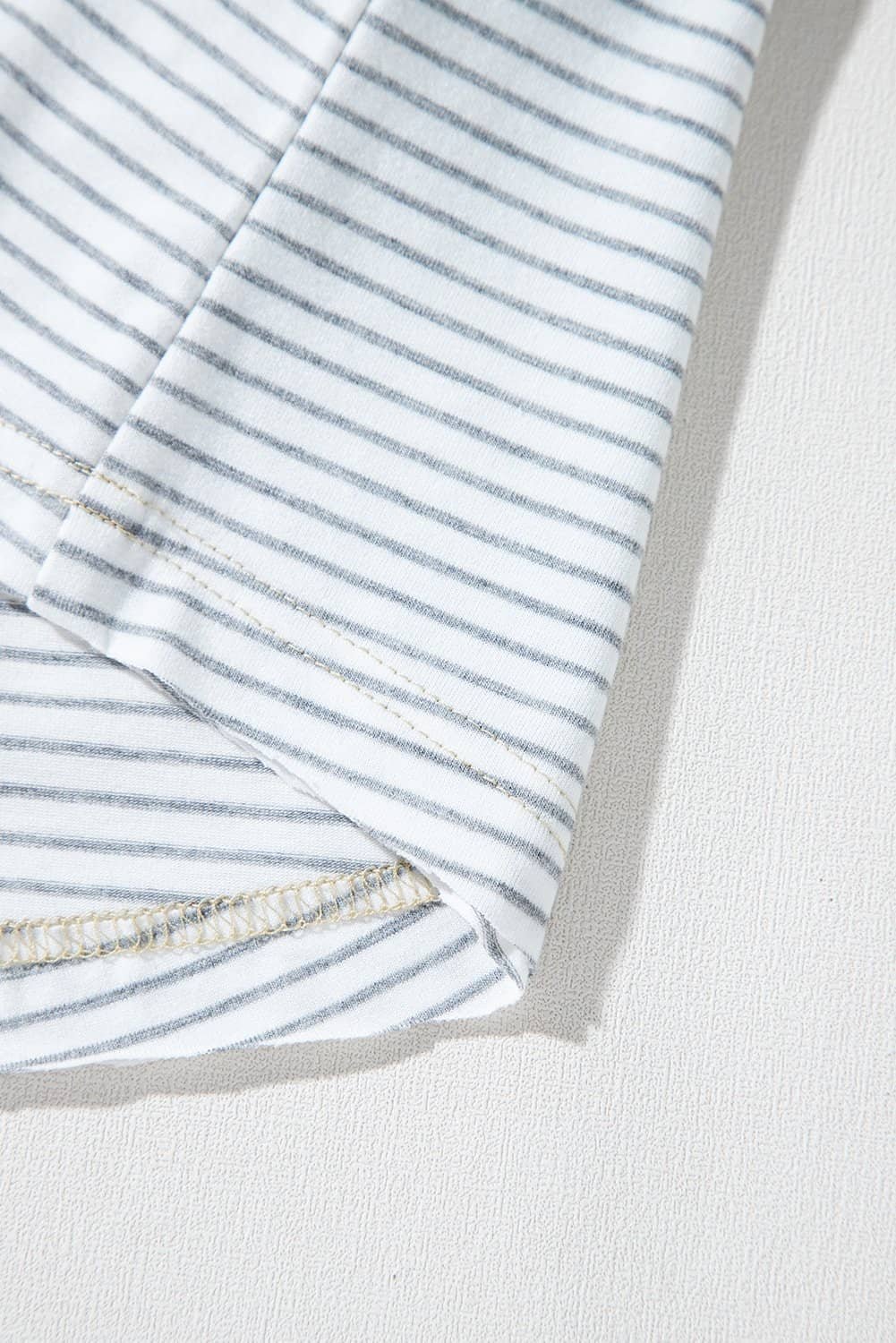 White Stripe Floral Insert Sleeves Contrast Round Neck Tee
