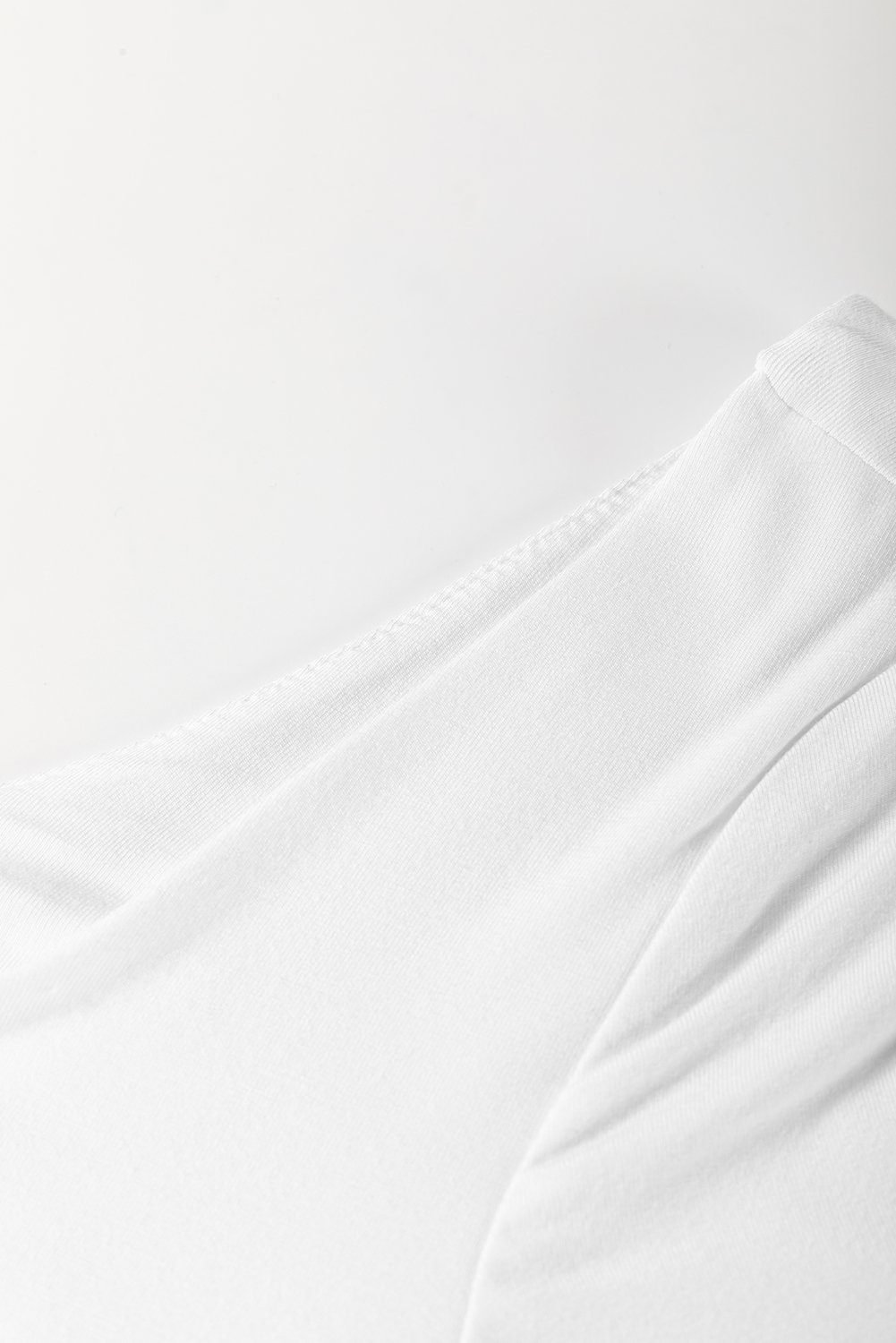 White U Neck Long Sleeve Bubble Hem Top