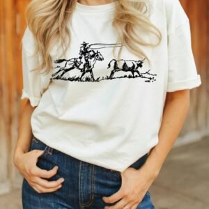 White Western Rodeo Graphic Casual T Shirt