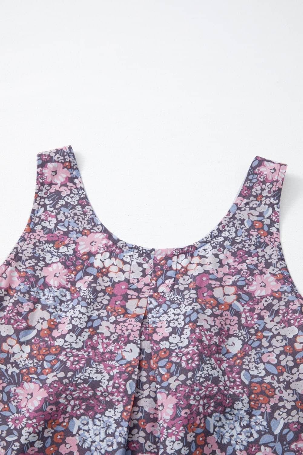 Yellow Boho Floral Pleated Buttoned Front Tank Top
