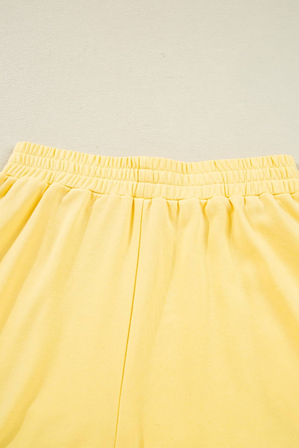 Yellow Color Block Patchwork Half Button Pullover And Shorts 2Pcs Outfit