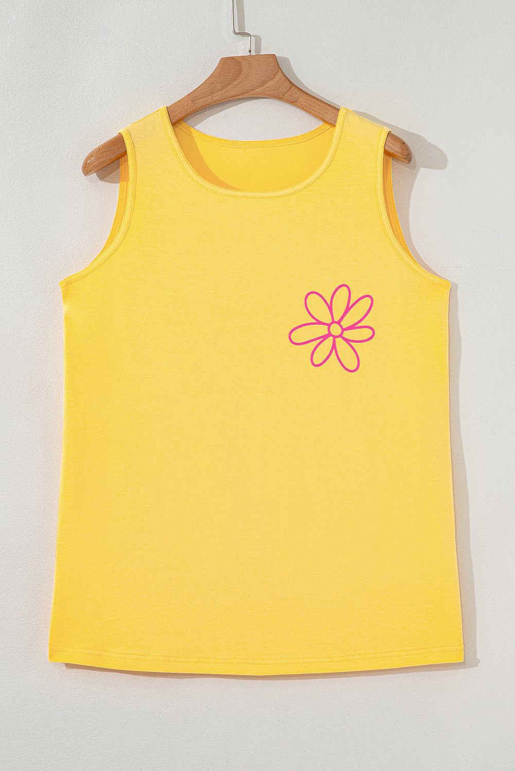 Yellow Cream Flower Graphic Casual Tank Top