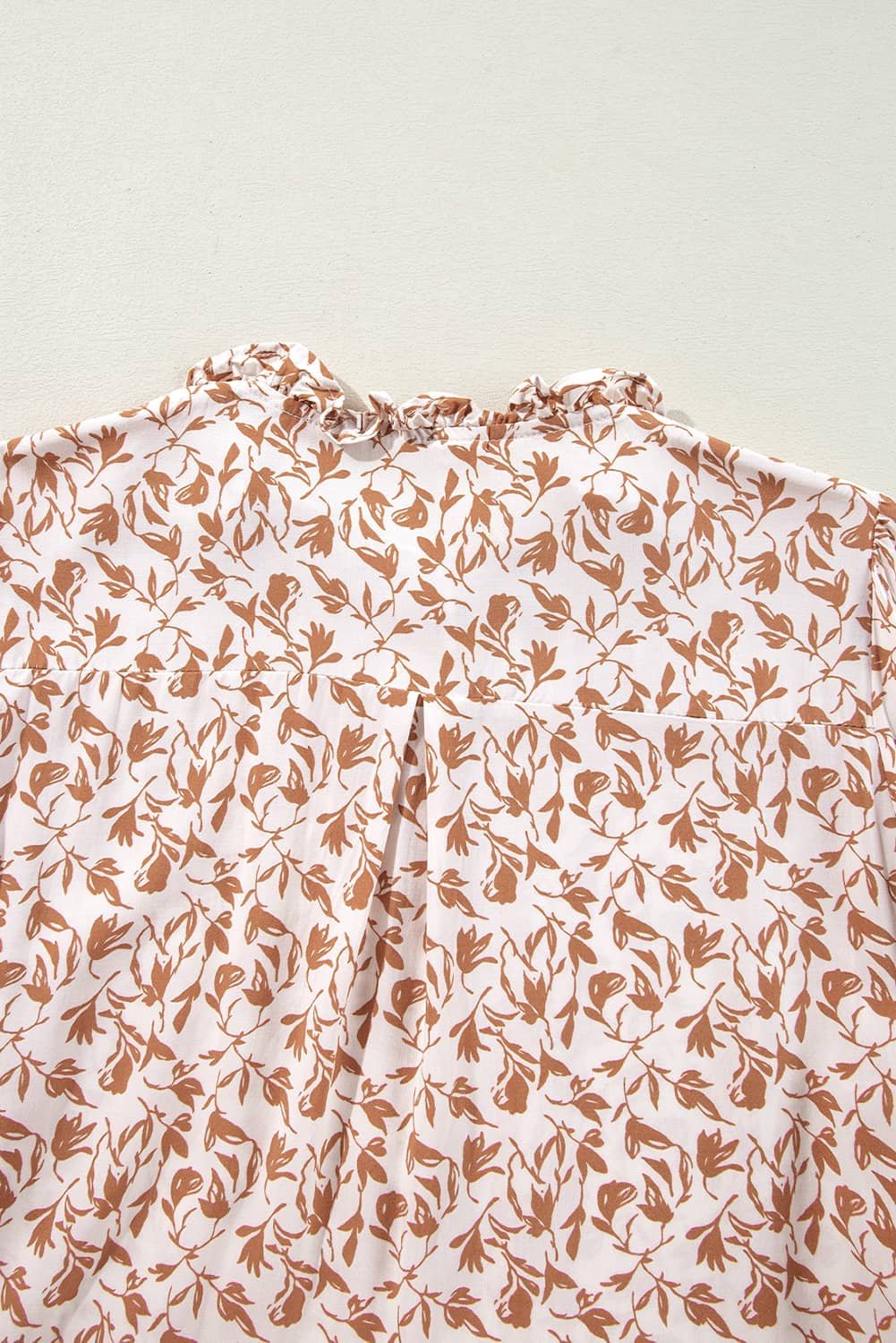 Yellow Printed Lace Detail Floral Puff Sleeve Fall Shirt