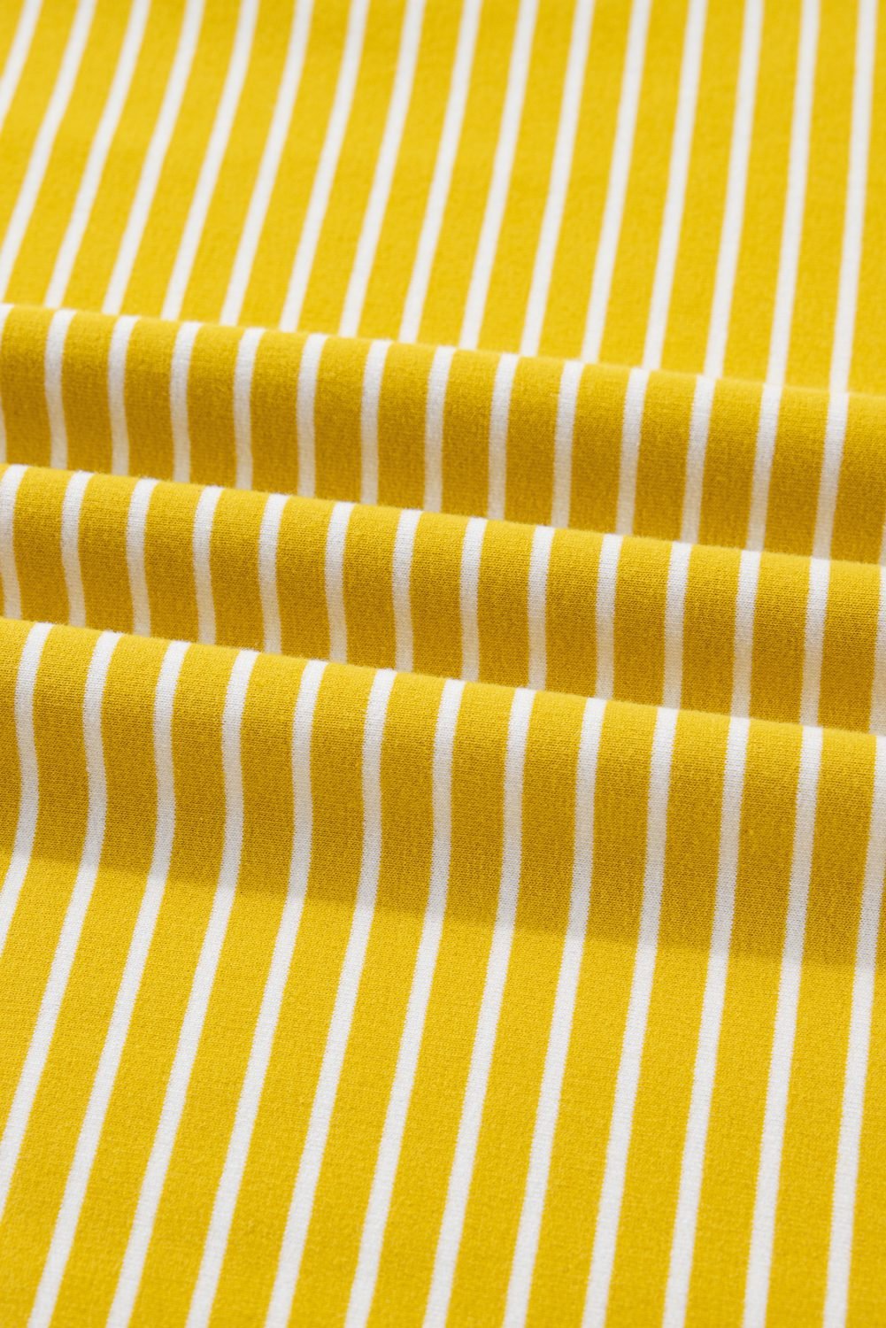 Yellow Stripe Striped Contrast Floral Sleeve Patchwork Plus Size Loose Top