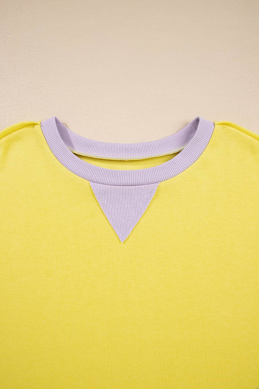 Yellow Striped Color Block Patchwork Crewneck Plus Size Pullover Sweatshirt